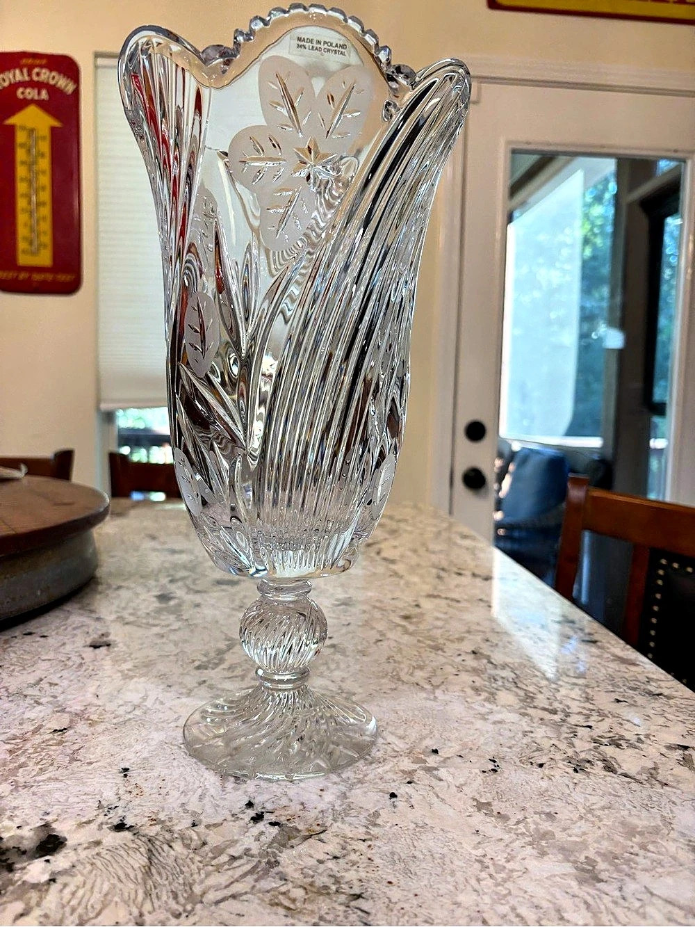 Lead Crystal Floral Pedestal Vase